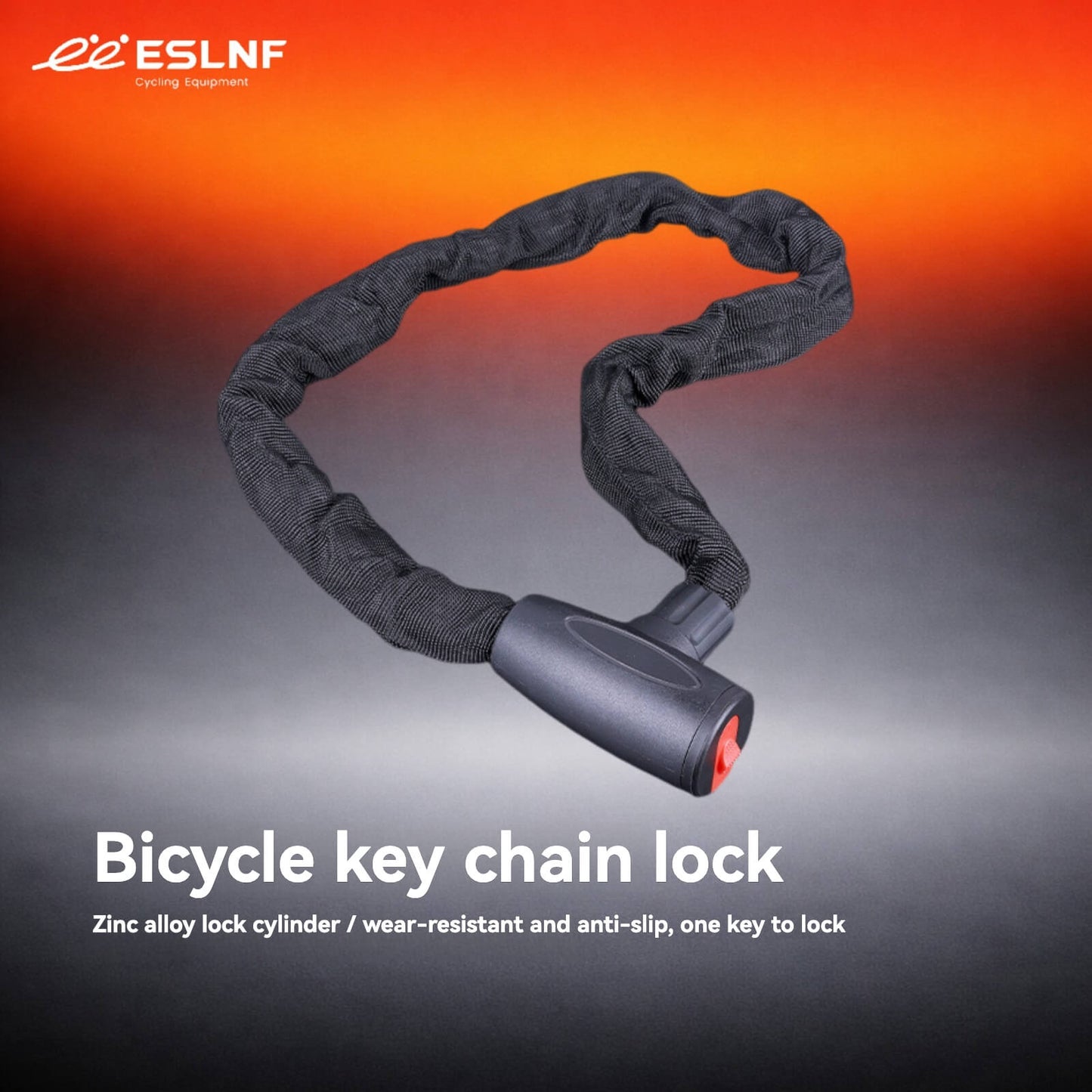 ESLNF Bike Chain Lock - 08CQ0140 Heavy-Duty A3 Iron Chain, One-Touch Locking, Weatherproof Security for Cycling