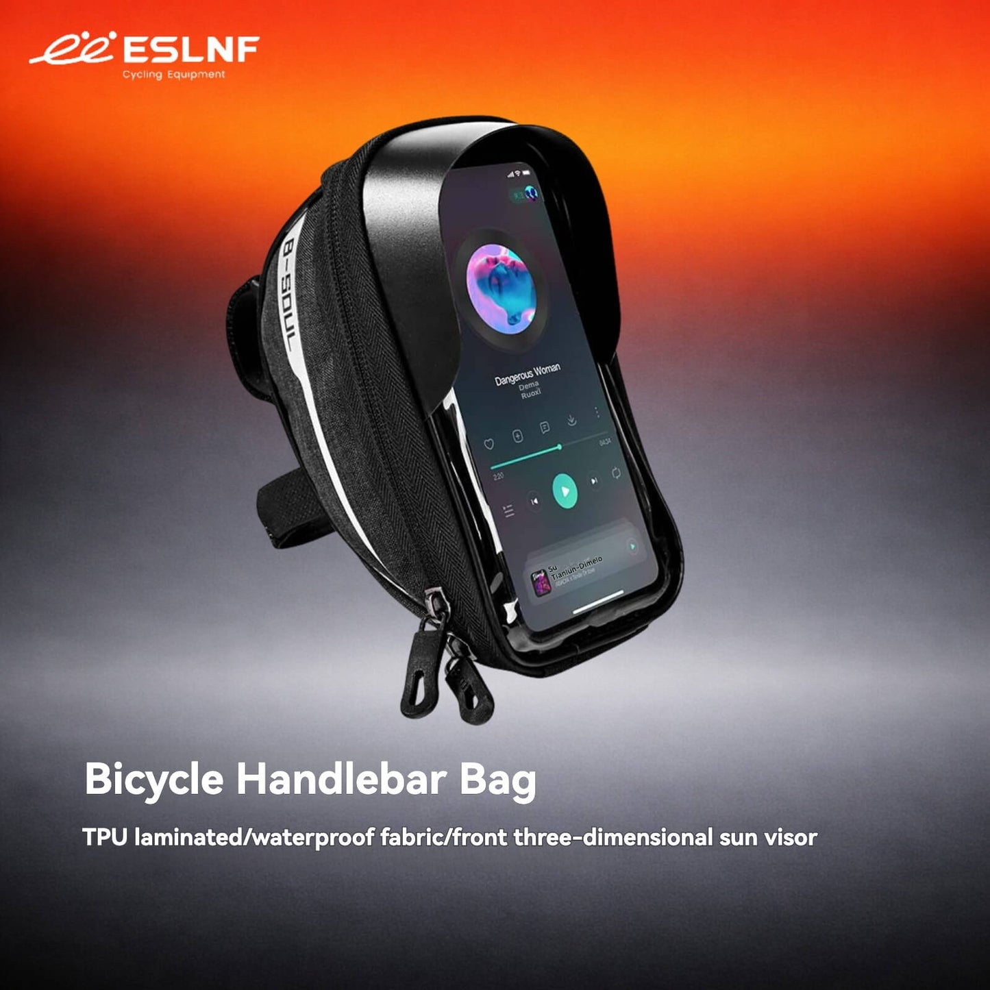ESLNF Bike Handlebar Bag - Waterproof Touch Screen Phone Pouch with Sun Visor for MTB Road Bike