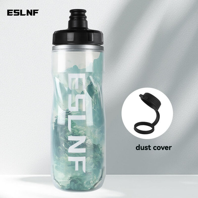 ESLNF 610ml Insulated Cycling Water Bottle - Chinese Style Design, 4-Layer Thermal, Squeeze Jet, Leak-Proof