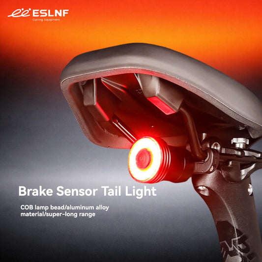 ESLNF Smart Brake Sensor Bike Tail Light - Type-C Fast Charging, IPX5 Waterproof, Aluminum Alloy Body, 5 Modes, Vibration Auto Wake-up, Night Riding Safety Warning Light
