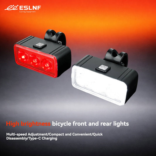 ESLNF 300mAh USB-C Bike Light Set - Front & Rear Cycling Safety Lights