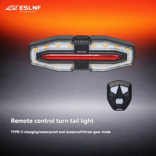 ESLNF Remote Control Bike Tail Light - Wireless Turn Signal, Multi-Mode, USB-C Rechargeable, Waterproof Cycling Safety Light