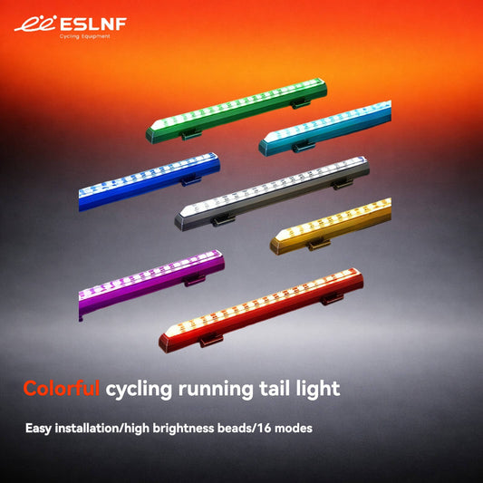 ESLNF 16-Mode Rainbow Bike Tail Light - 1200mAh USB Rechargeable COB Rear Light