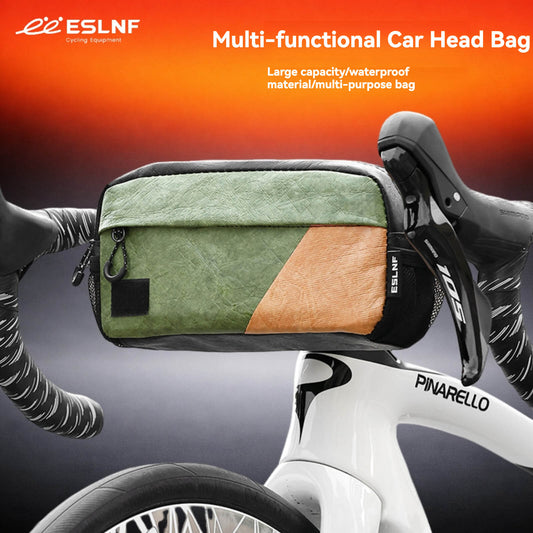 ESLNF Military Green Handlebar Bag | TPU+Polyester Bike Top Tube Bag | Lightweight Waterproof Cycling Storage