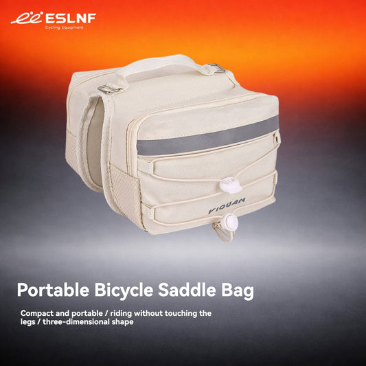 ESLNF Top Tube Bag | Polyester Bike Saddle Bag | Dual-Side Opening Large Capacity