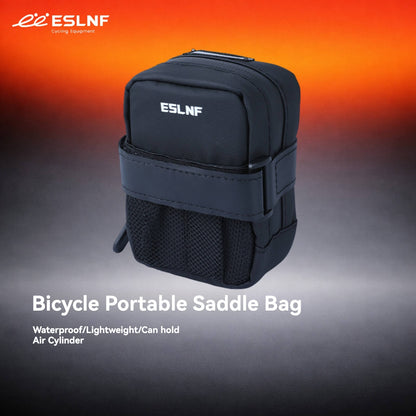 ESLNF Bike Mini Saddle Bag - Lightweight Waterproof Seat Pack with Mesh Pocket, Fits CO2 Cartridges, Secure Mount, Reflective