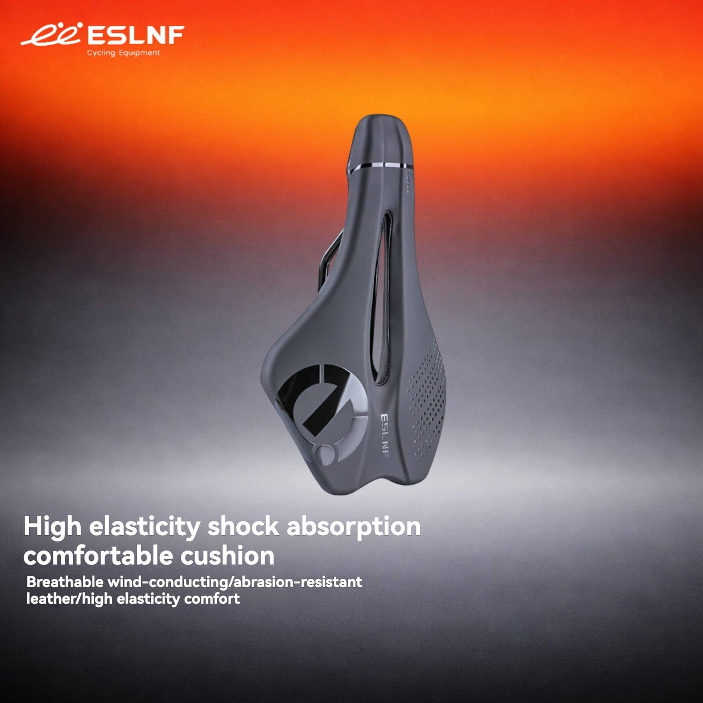 ESLNF High-Elastic Shock-Absorbing Road Bike Saddle - Hollow Ventilated, PU Leather, Lightweight Design
