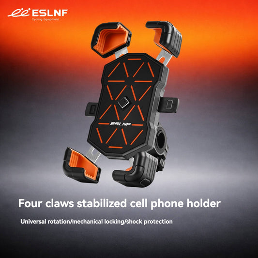 ESLNF Universal Bike Phone Mount - 360° Rotation, Shockproof 4-Claw Grip, One-Hand Operation for 4.5-7.2 Inch Phones