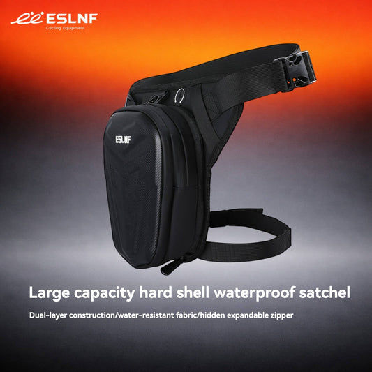 ESLNF Motorcycle Leg Bag - Waterproof EVA Hard Shell, Expandable Capacity, Adjustable Waist & Leg Straps, Riding Waist Pack