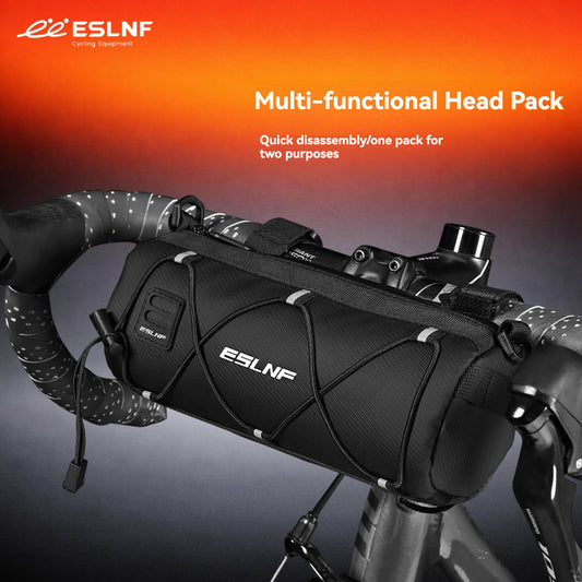 ESLNF Multi-Functional Bike Handlebar Bag - 2.5L Large Capacity, 600D Waterproof & Durable, Detachable Shoulder Bag, 3-Point Stable Mount, for Road & Mountain Bikes