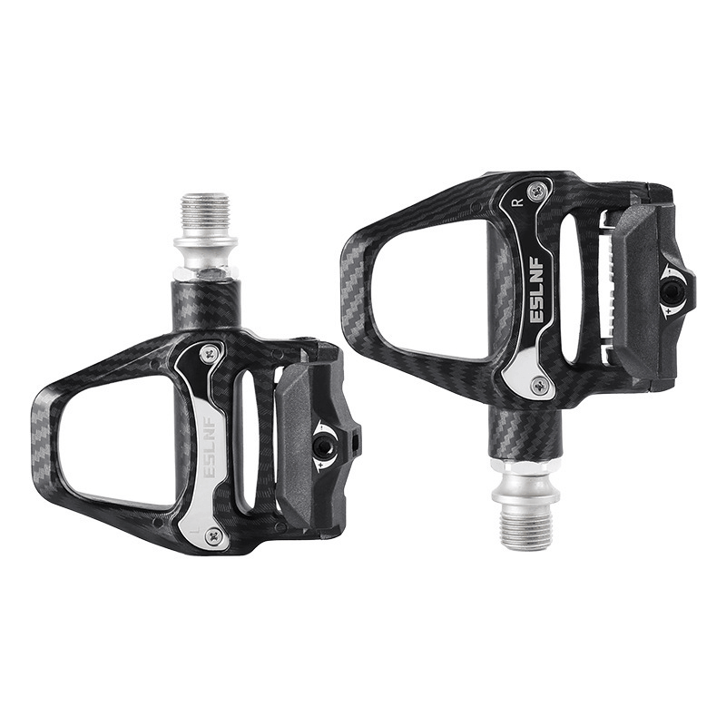 ESLNF Carbon Fiber Pattern Self-Locking Bike Pedals - SPD Compatible Aluminum Alloy Pedals with Cleats for Road & Mountain Bikes