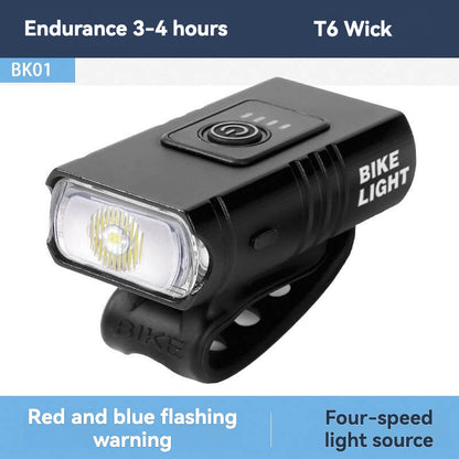 ESLNF High-Power USB Rechargeable Bike Front Light - T6 LED, Multi-Mode, Battery Indicator, Aluminum Alloy Waterproof Cycling Light