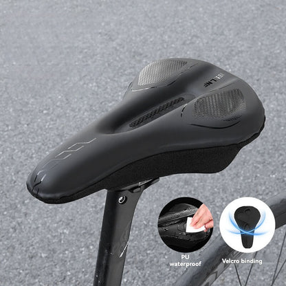 ESLNF PU Waterproof Silicone Gel Bike Saddle Cover - Memory Foam, Velcro Strap, with Taillight Loop
