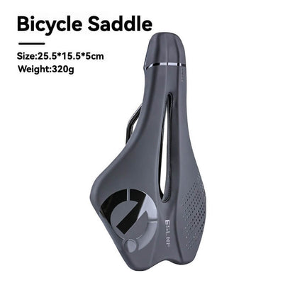 ESLNF High-Elastic Shock-Absorbing Road Bike Saddle - Hollow Ventilated, PU Leather, Lightweight Design