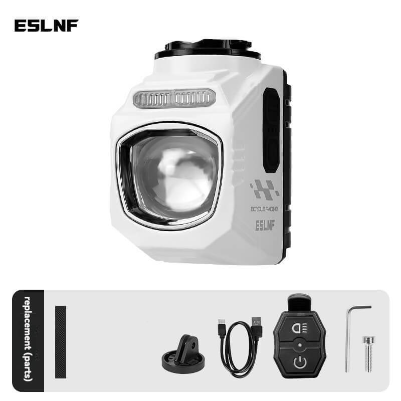 ESLNF 1200LM Cutoff Beam Bike Light - 3200mAh USB Rechargeable Front Lamp with Dual Mount