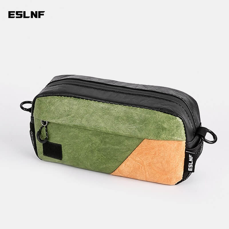ESLNF Military Green Handlebar Bag | TPU+Polyester Bike Top Tube Bag | Lightweight Waterproof Cycling Storage