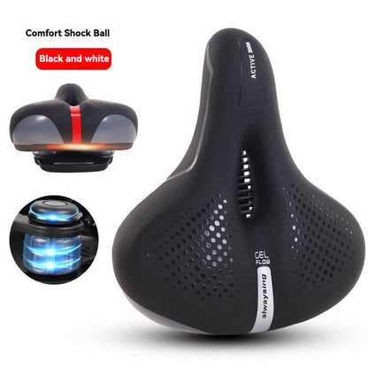ESLNF Double Soft Hollow Ventilated Bike Saddle - Upgraded Silicone Gel Shock Absorption, 21cm Wide Design, with Reflective Strip