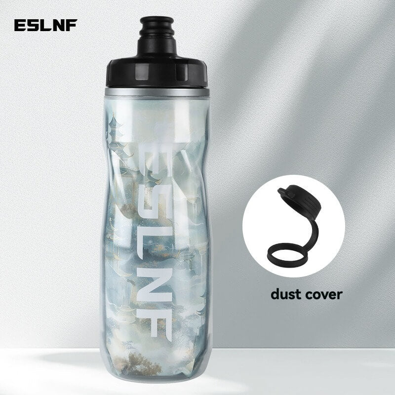 ESLNF 610ml Insulated Cycling Water Bottle - Chinese Style Design, 4-Layer Thermal, Squeeze Jet, Leak-Proof