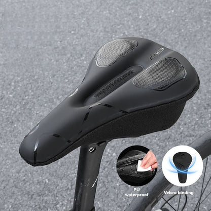ESLNF PU Waterproof Silicone Gel Bike Saddle Cover - Memory Foam, Velcro Strap, with Taillight Loop