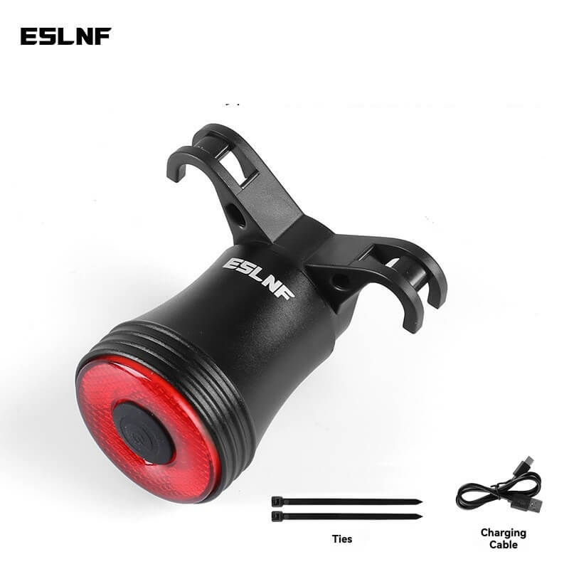 ESLNF Smart Brake Sensing Bike Tail Light - Type-C Fast Charging, IP65 Waterproof, Aluminum Alloy, 5 Modes, 15H Long Battery Life, Dual Mount, Night Cycling Safety Light