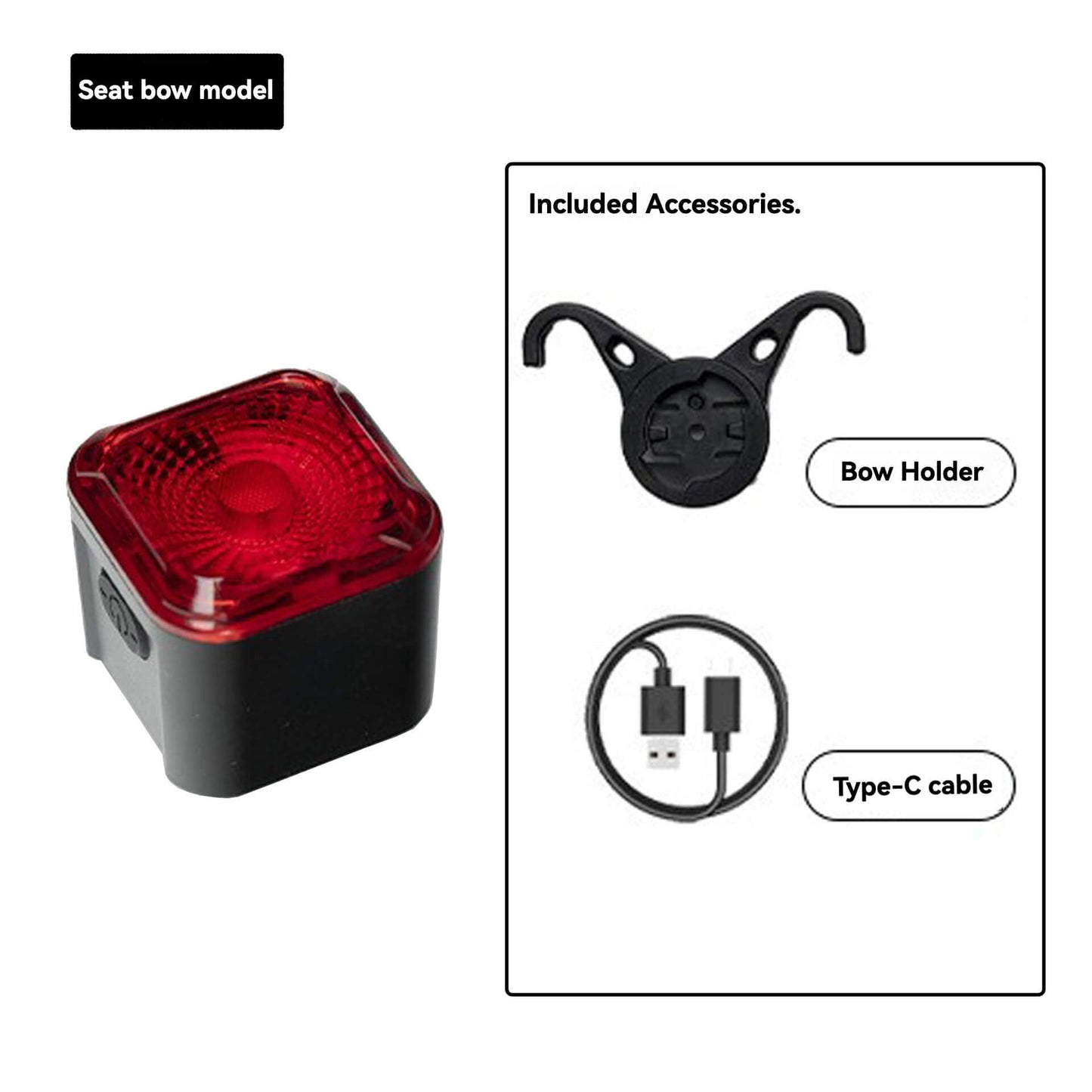 ESLNF Smart Brake Sensing Bike Tail Light - Type-C Fast Charging, IPX6 Waterproof, 500mAh Battery, 4 Modes, Dual Mount, Night Cycling Safety Warning Light