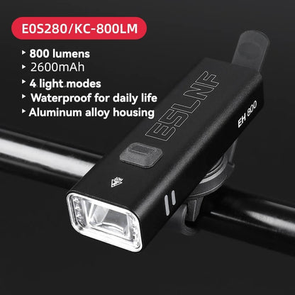 ESLNF High Lumen Bike Front Light - 800LM Aluminum Alloy Rechargeable Bicycle Headlight with 4 Modes, Quick Release & Under Mount
