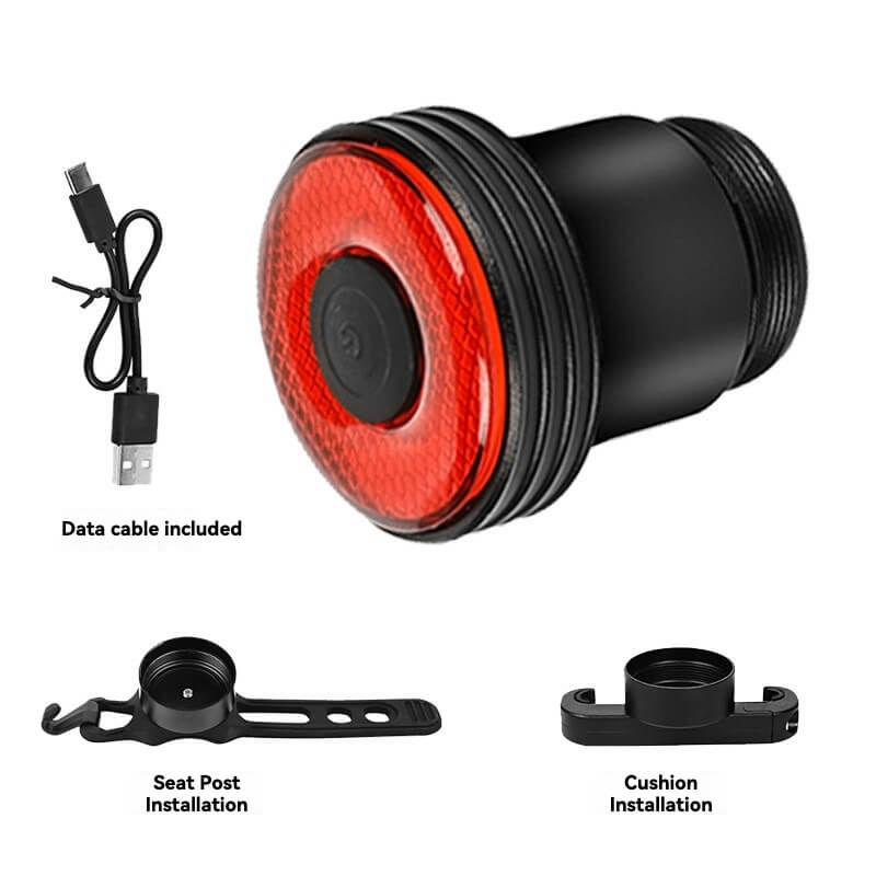 ESLNF Smart Brake Sensor Bike Tail Light - Type-C Fast Charging, IPX5 Waterproof, Aluminum Alloy Body, 5 Modes, Vibration Auto Wake-up, Night Riding Safety Warning Light