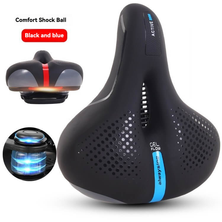 ESLNF Double Soft Hollow Ventilated Bike Saddle - Upgraded Silicone Gel Shock Absorption, 21cm Wide Design, with Reflective Strip